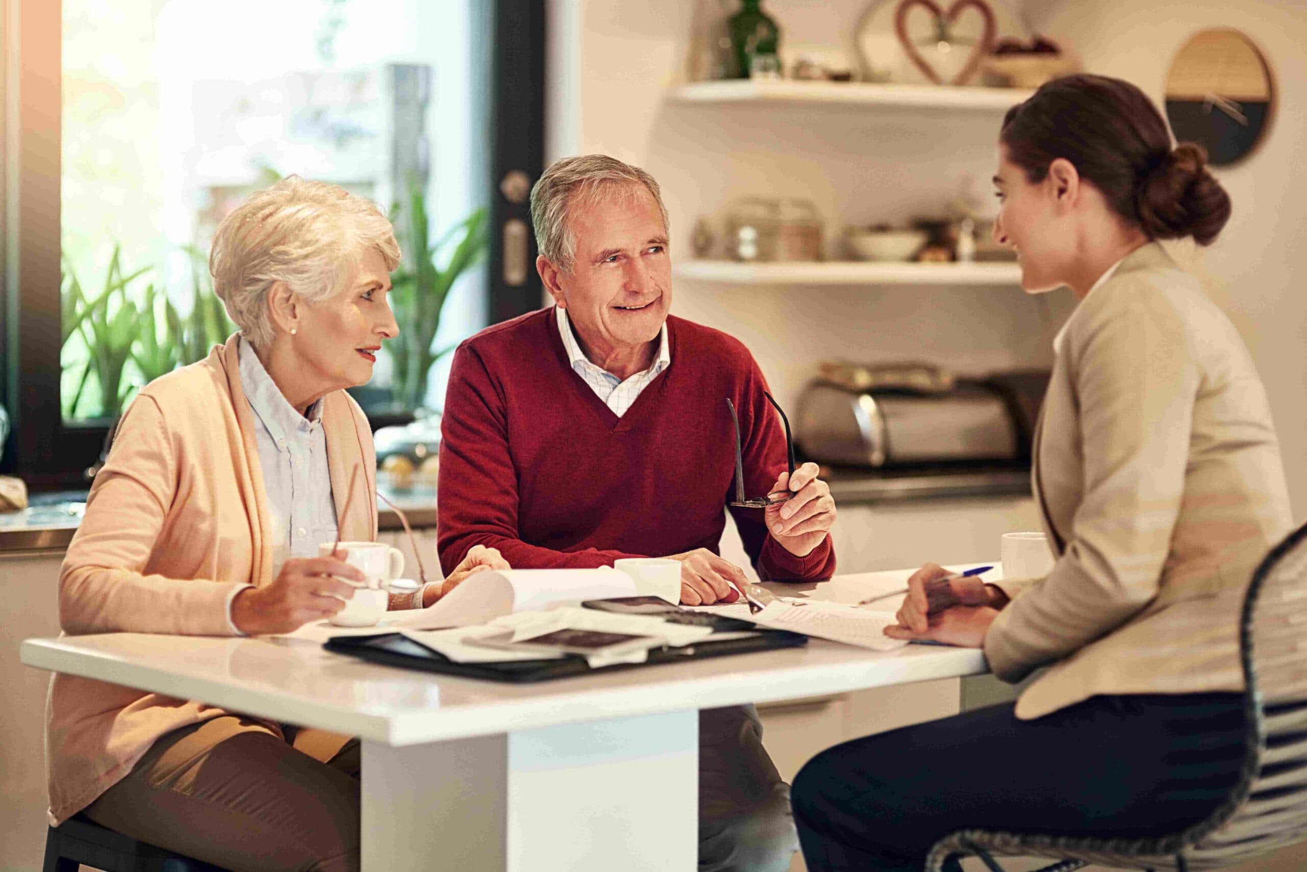 Couple reviewing insurance policy options